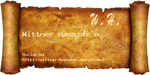 Wittner Hasszán névjegykártya